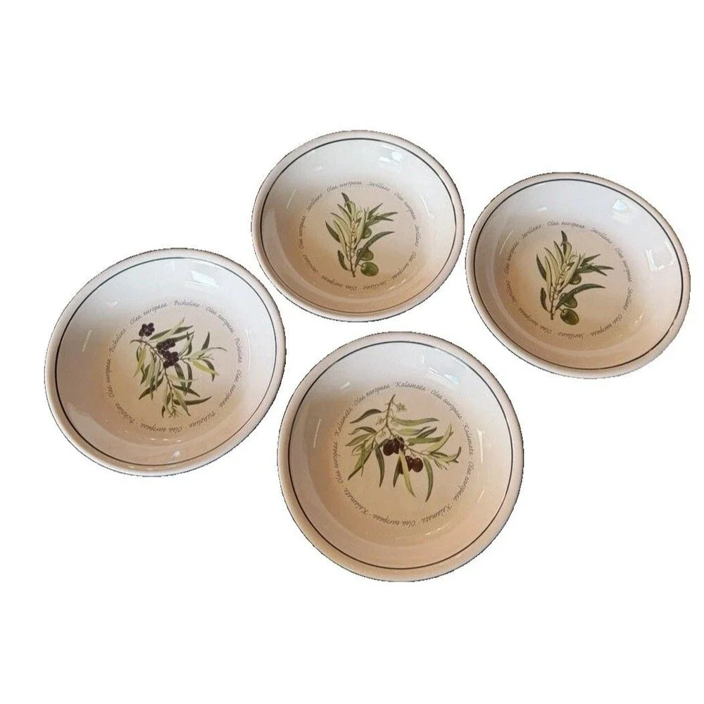 Williams Sonoma Set Of 4 Botanical Olive Olea Europrea Retired 10 In Pasta Bowls
